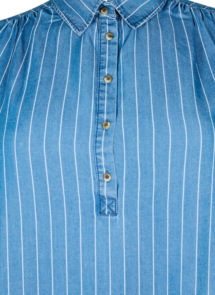 Gestufte Tunika aus TENCEL™-Denim mit Streifenmuster, Blau, Packshot image number 2