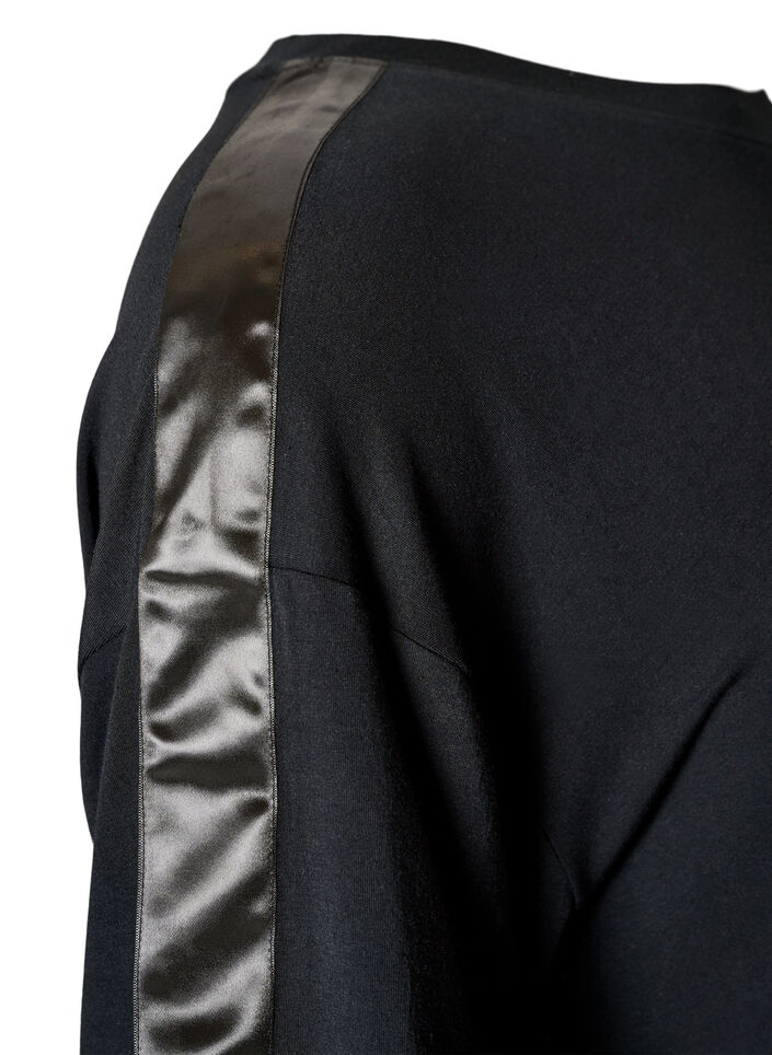Nacht-T-Shirt aus Modal mit Kontrastband, Schwarz, Packshot image number 3