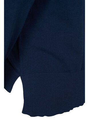 Langarm Bluse mit Ripp und Schlitz, Navy Blazer, Packshot image number 3