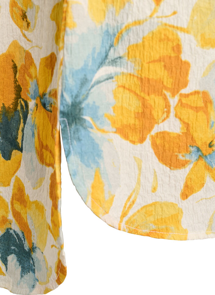 Kurzes Kleid mit gecrinkelter Textur und kurzen &Auml;rmeln, Gelb, Packshot image number 3