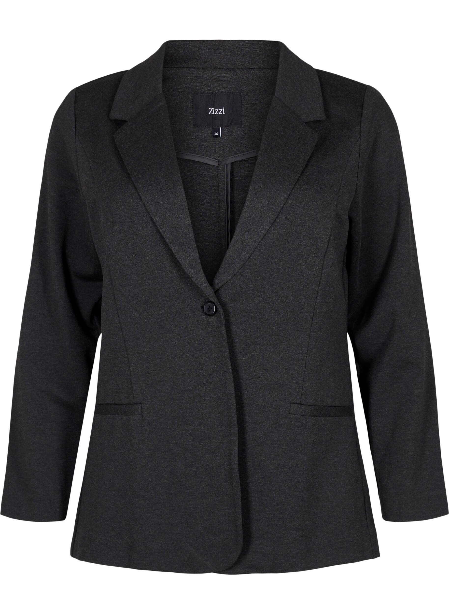 ZizziSchlichter Blazer mit Knopf und Dekorationstaschen, Grau, Packshot image number 0