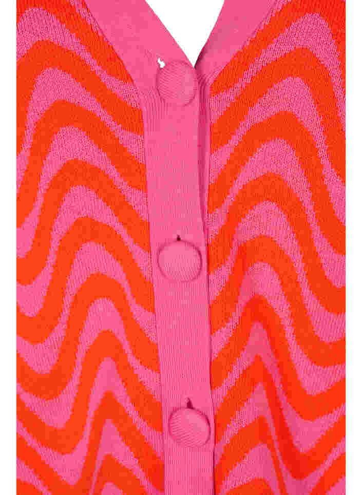 Strickjacke mit Muster und Knöpfen, Hot Pink Comb., Packshot image number 2