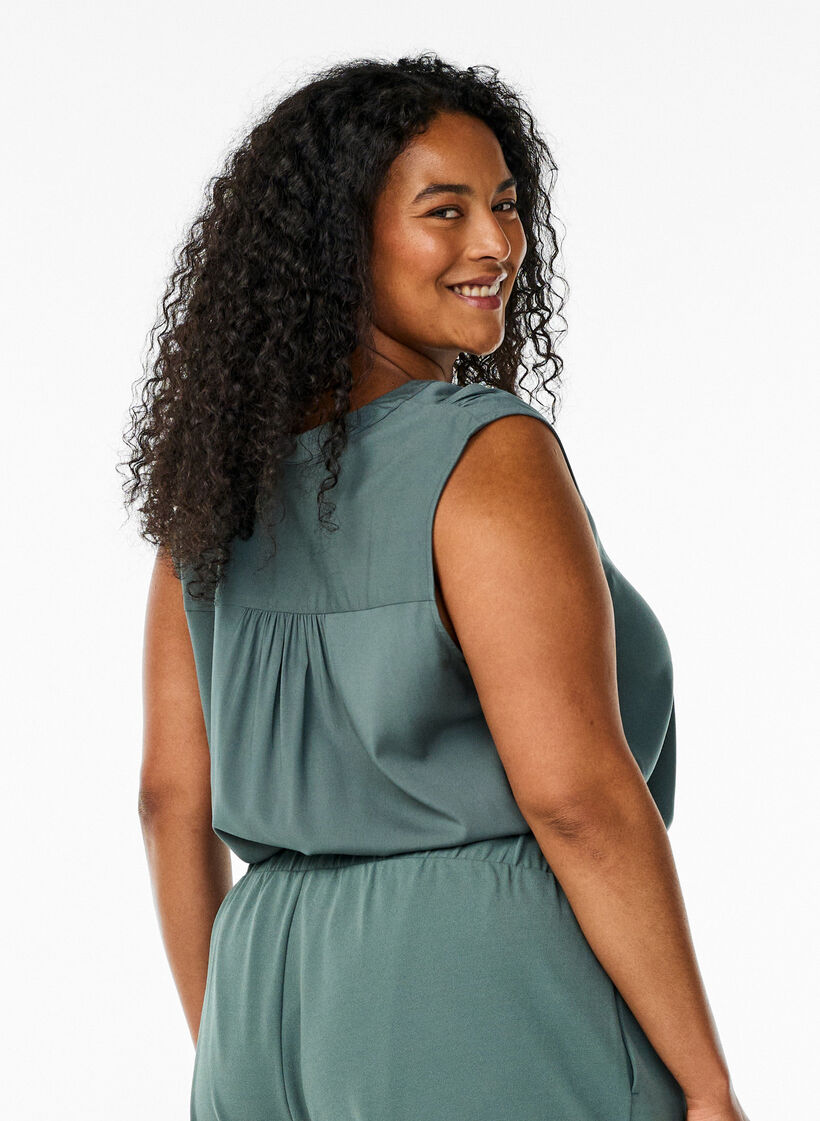 &Auml;rmellose Viskosebluse, Gr&uuml;n, Model image number 2