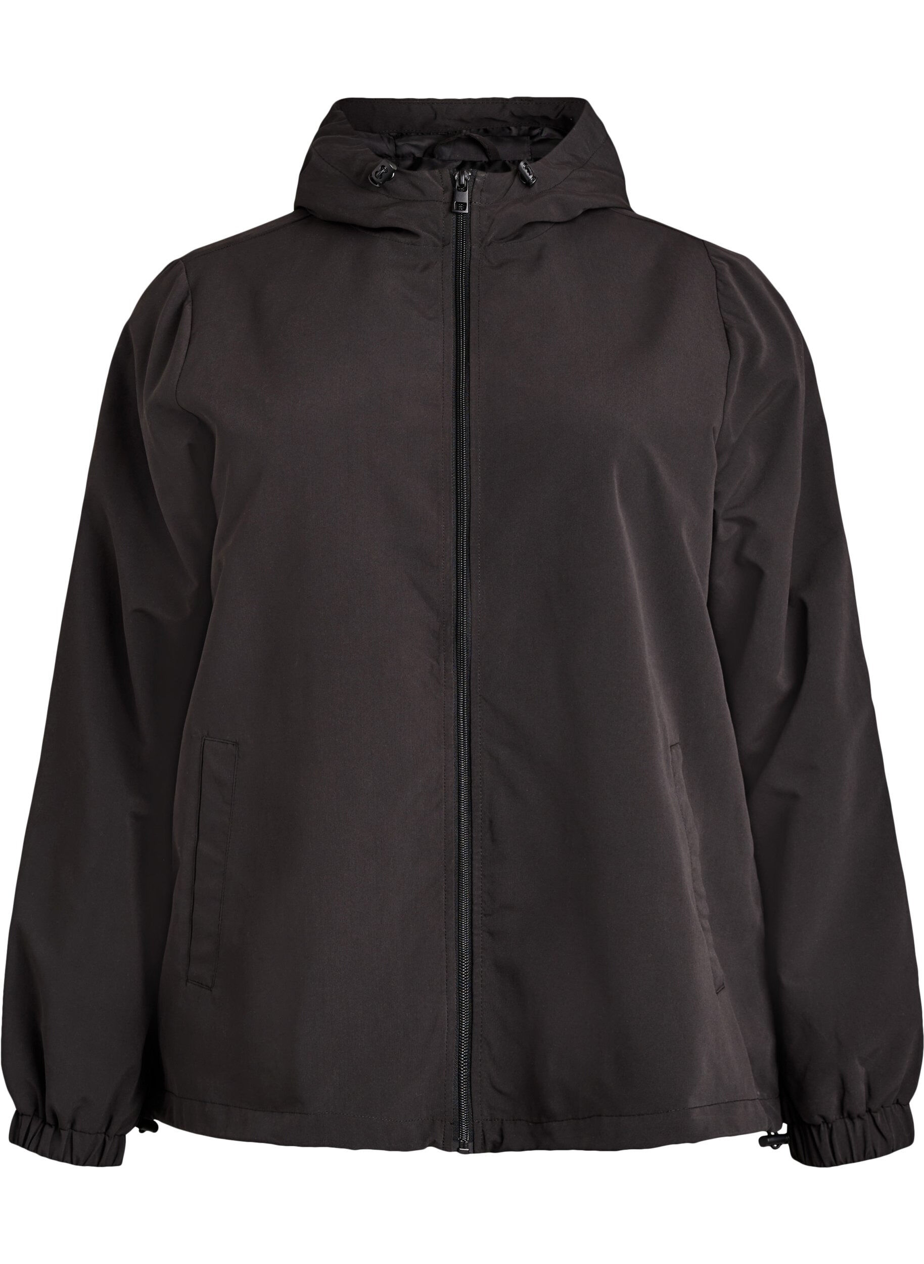 ZizziLeichte Jacke mit Kapuze und Rei&szlig;verschluss, Schwarz, Packshot image number 0