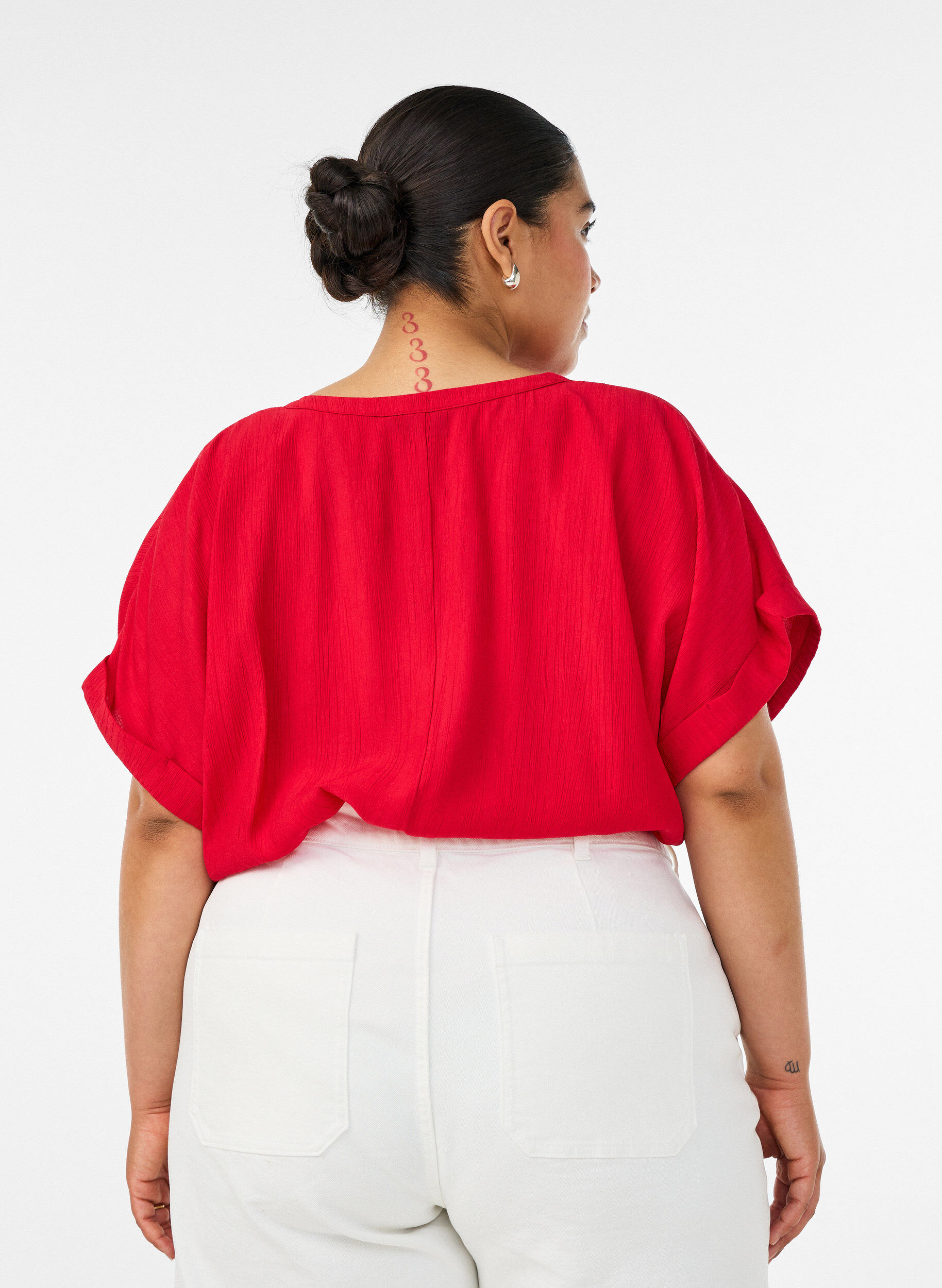 ZizziBluse aus Viskose mit Kn&ouml;pfen und Struktur, Rot, Model image number 2