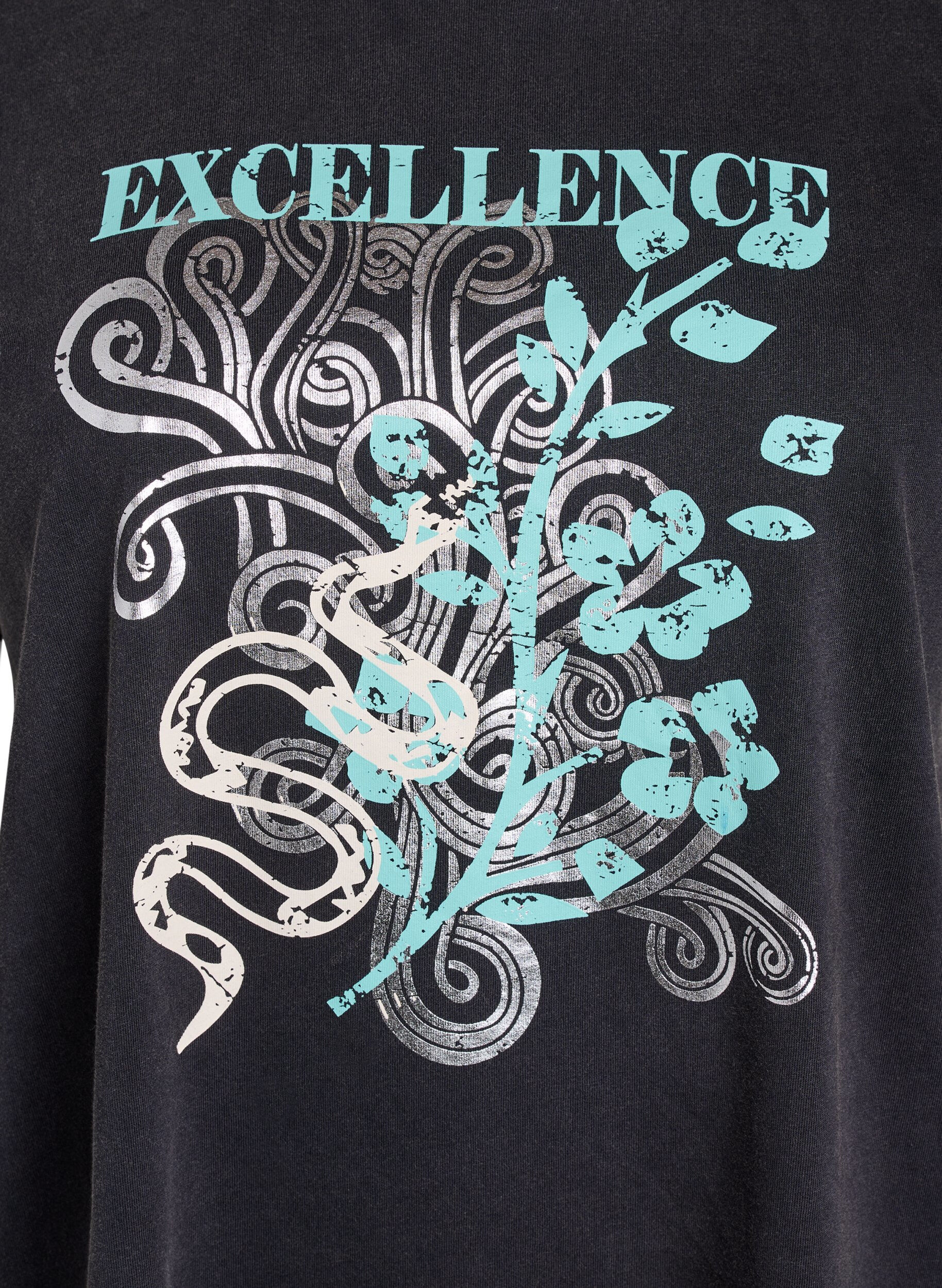 ZizziT-Shirt aus Bio-Baumwolle mit coolem Print, Grau, Packshot image number 2