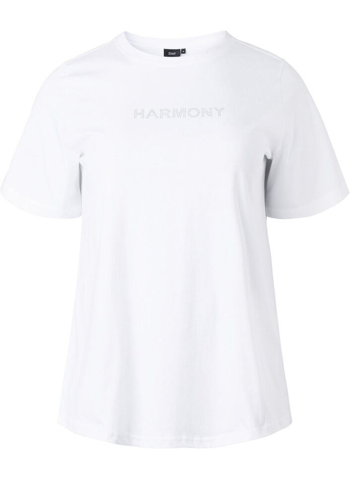 T-Shirt aus Bio-Baumwolle mit Text, White HARMONY, Packshot image number 0
