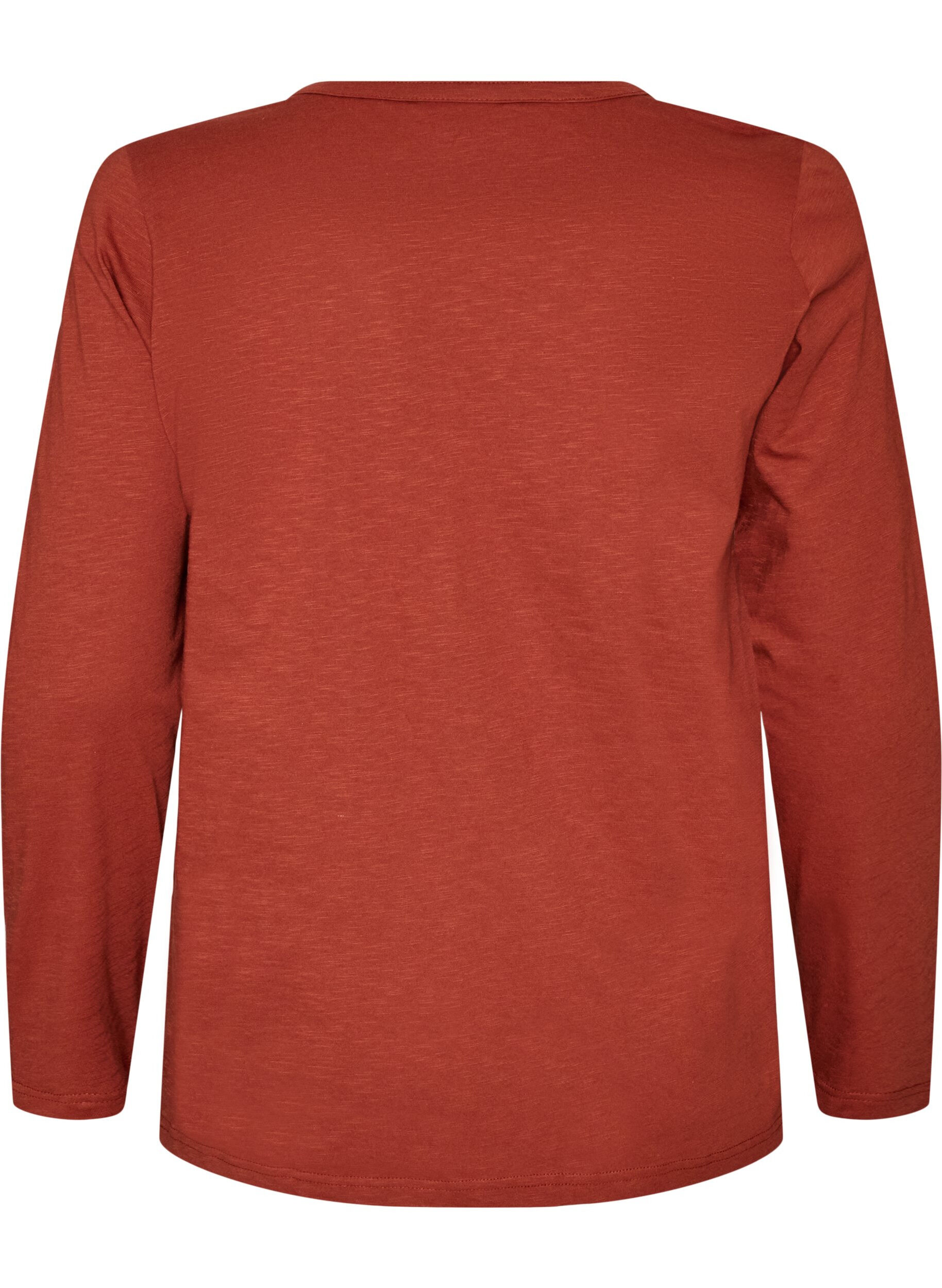 ZizziLangarmshirt mit V-Ausschnitt und Kn&ouml;pfen, Braun, Packshot image number 1