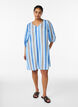 Kurzes Kleid aus Leinen und Viskose mit 3/4-&Auml;rmeln, Blau, Model image number 1