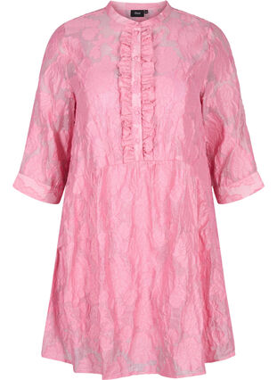 Jacquard-Kleid mit Rüschen und A-Linie, Cashmere Rose, Packshot image number 0