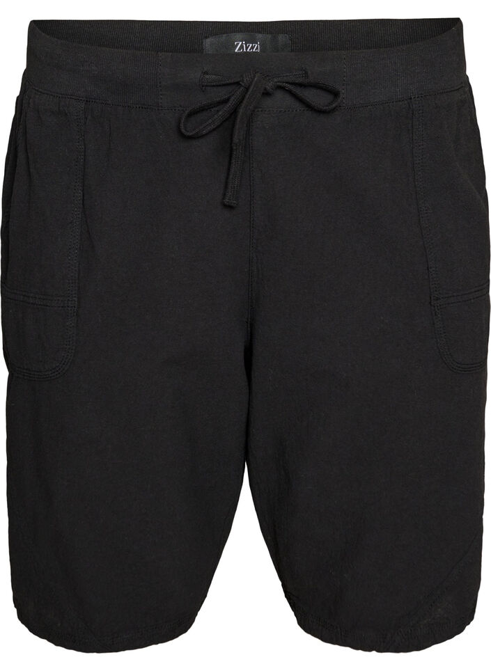 Lockere Shorts aus Baumwolle mit Taschen, Schwarz, Packshot image number 0
