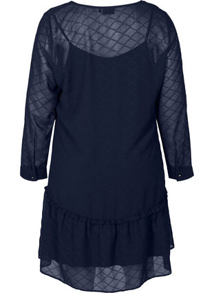 Langarm Kleid mit Struktur, Mood Indigo, Packshot image number 1