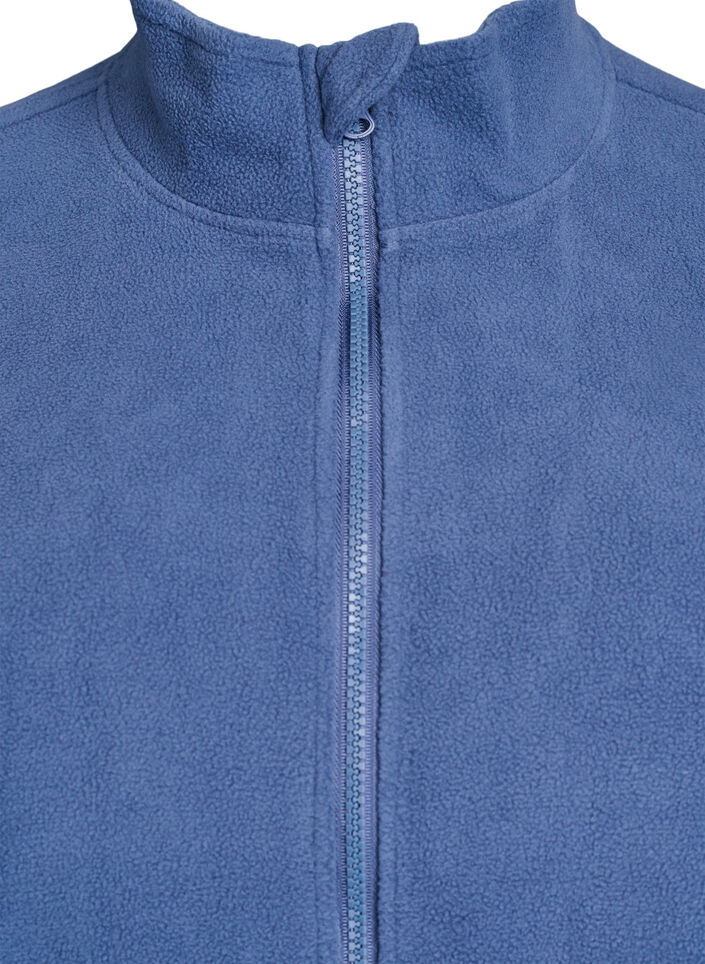Top aus Fleece mit Rei&szlig;verschluss und hohem Kragen, Blau, Packshot image number 2