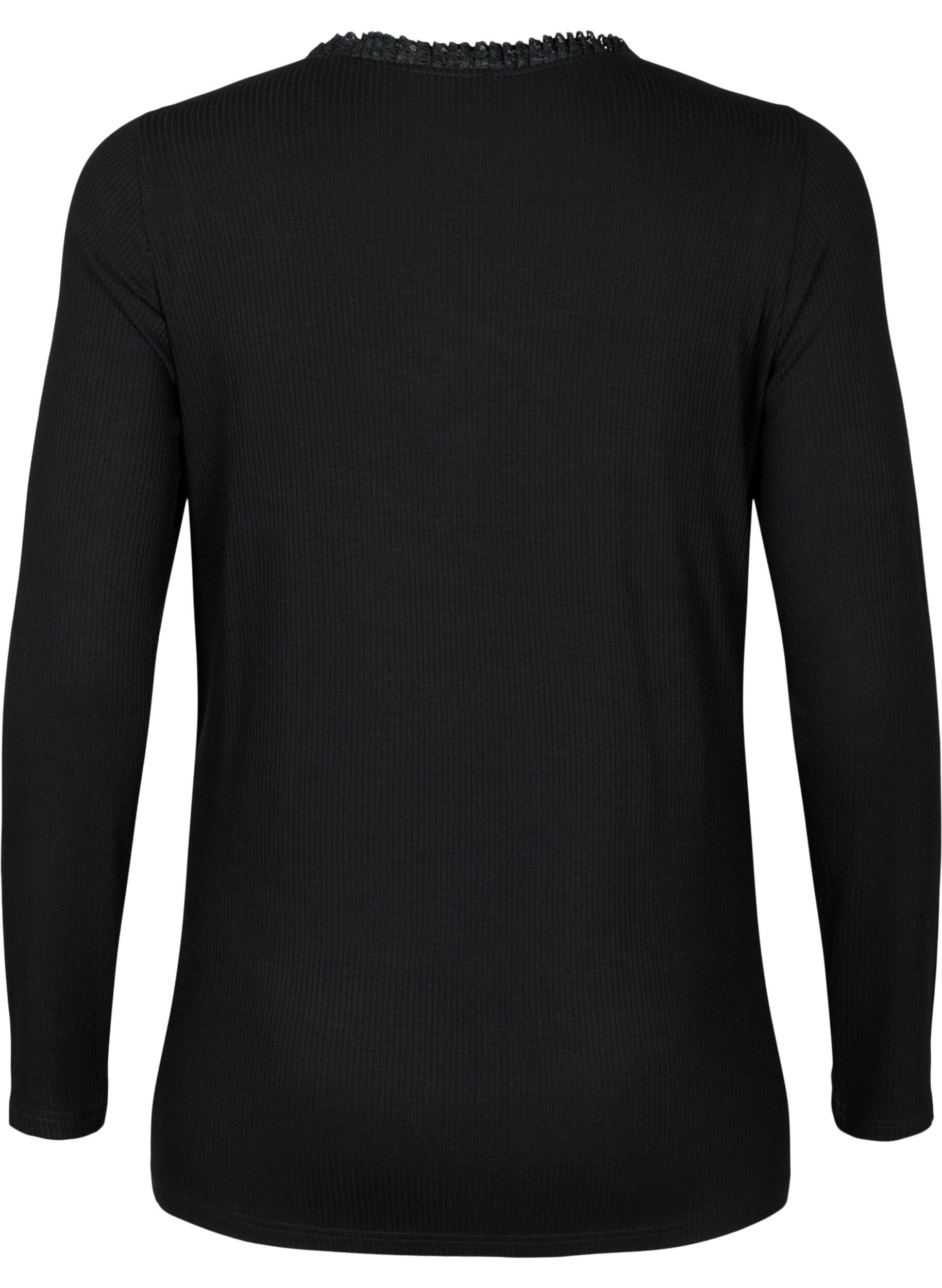 ZizziSchwangerschaft Bluse mit Spitze und langen &Auml;rmeln, Schwarz, Packshot image number 1