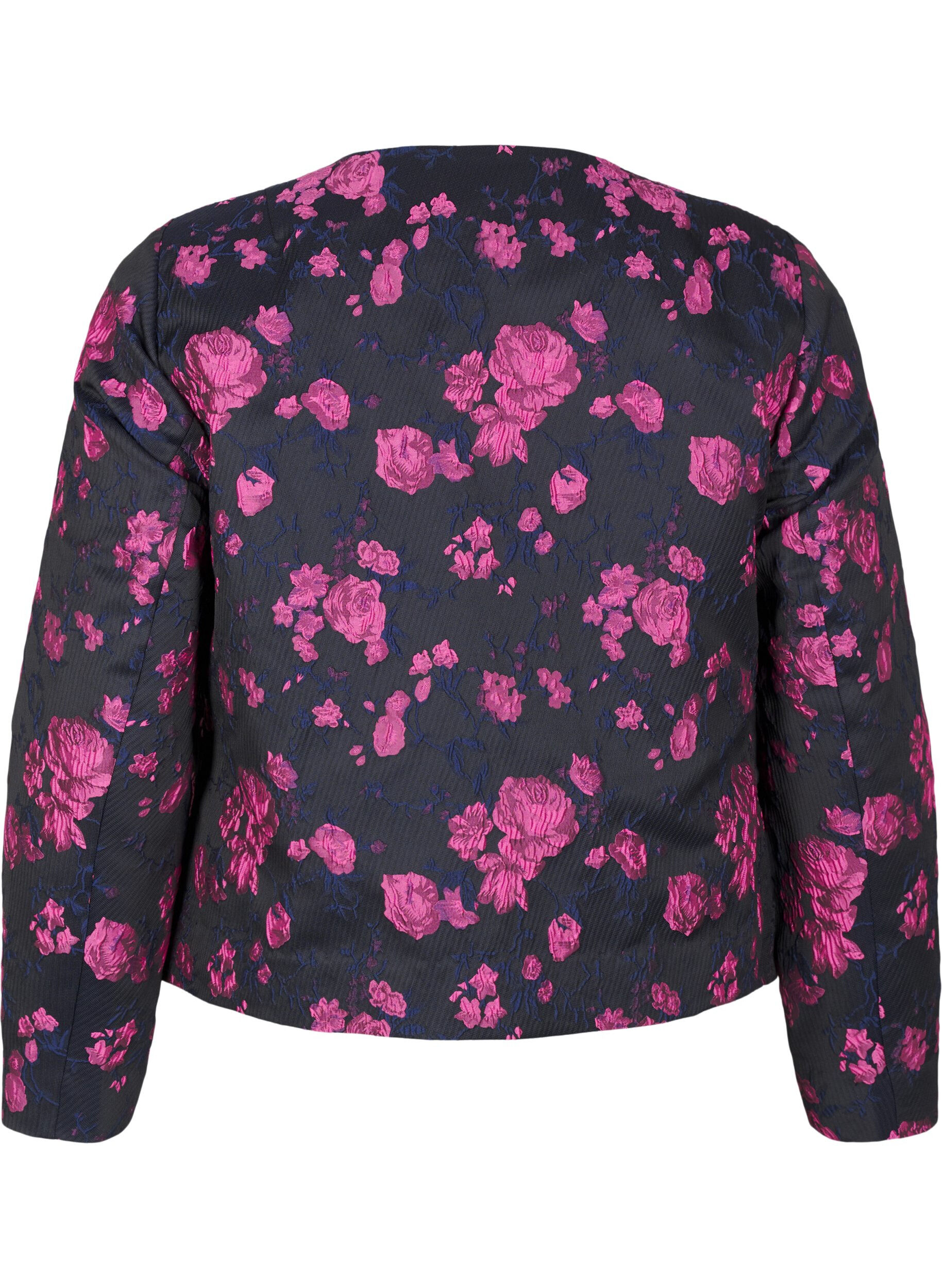 ZizziJacquard-Jacke mit Blumenmuster, Black w. Red Rose, Packshot image number 1