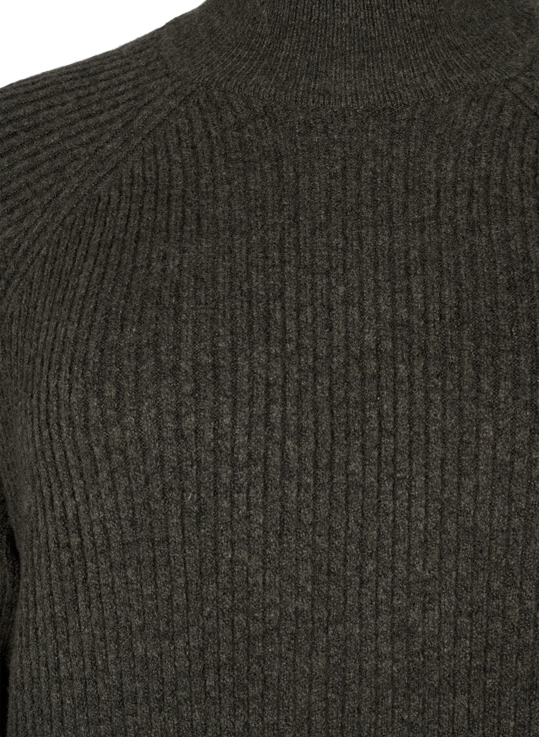 ZizziStrickkleid mit langen &Auml;rmeln und hohem Ausschnitt, Sea Turtle Mel., Packshot image number 2