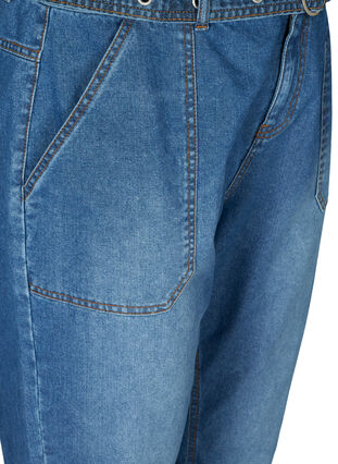 Hochtaillierte Jeans mit Gürtel, Blue denim, Packshot image number 2