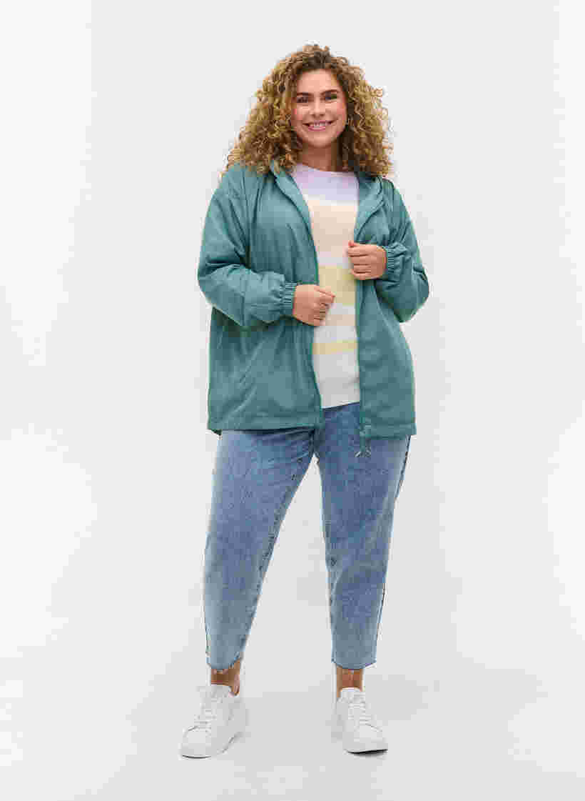 Kurze Jacke mit Kapuze und verstellbarem Saum, Sagebrush Green, Model image number 2