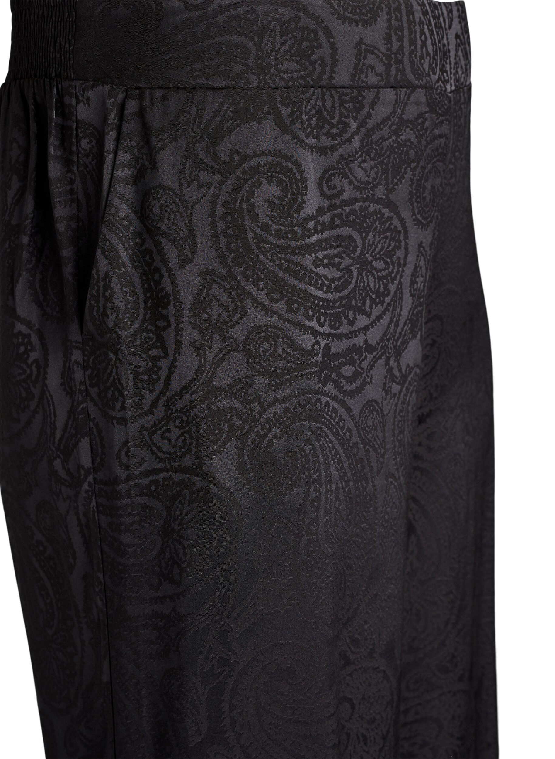 ZizziWeite Hose mit Paisleymuster und hoher Taille, Schwarz, Packshot image number 2