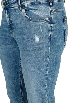 Emily Jeans mit regulärer Taille und Destroy-Effekt, Blue denim, Packshot image number 2