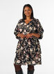Gebl&uuml;mtes Kleid aus Leinen und Viskose mit Empire-Linie, Schwarz, Model image number 0