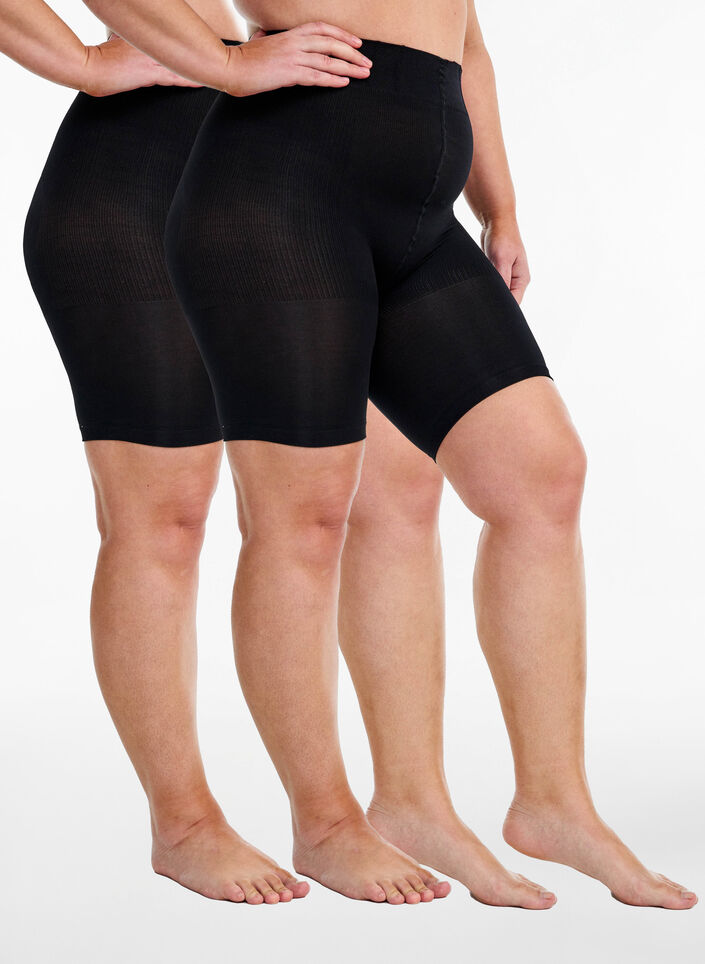 2er-Pack Push-up-Shorts aus 60 Denier mit Shaping-Effekt, Schwarz, Packshot image number 0