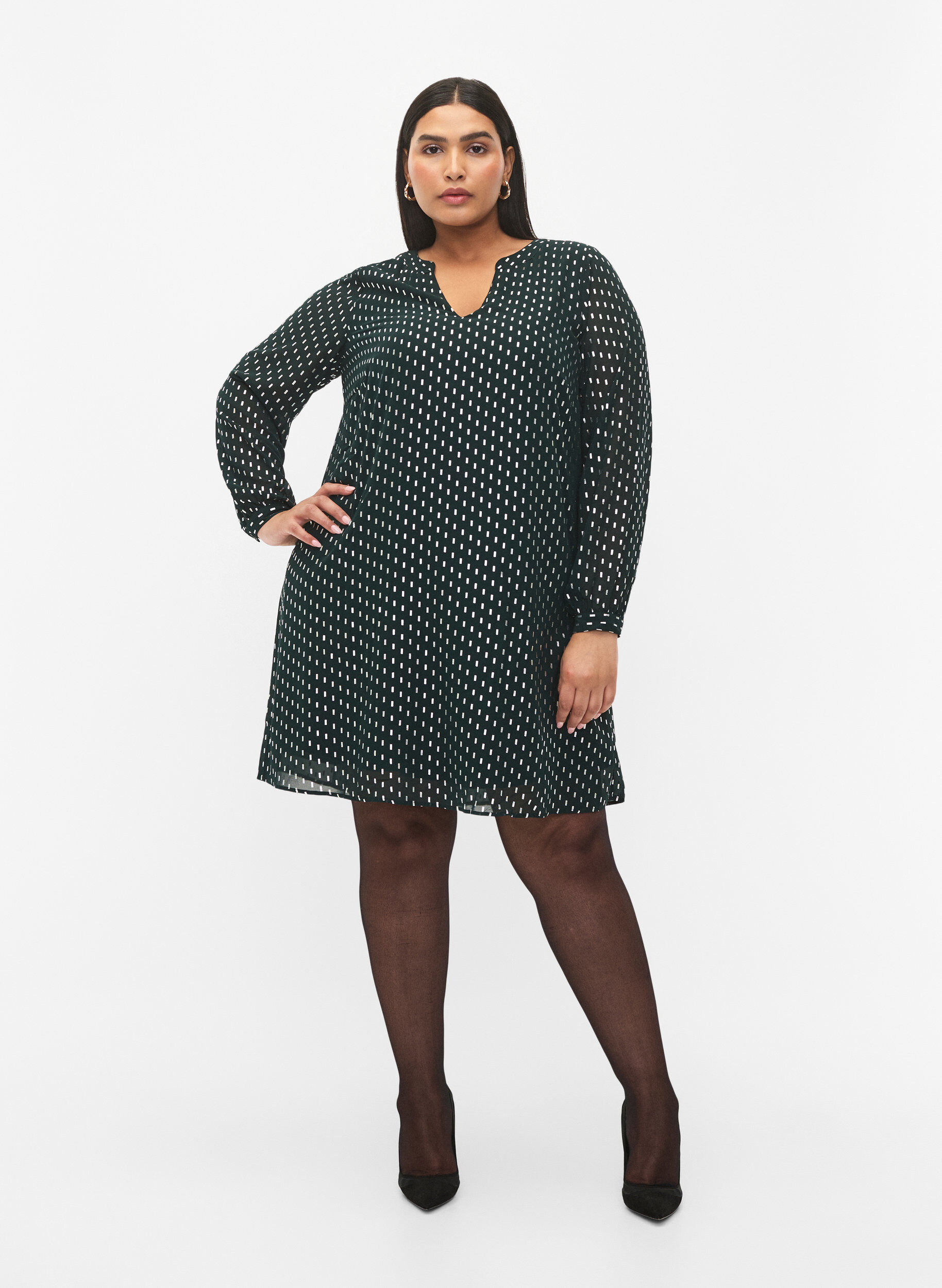 ZizziLang&auml;rmeliges Kleid mit Foliendruck, Scarab w. Silver, Model image number 2