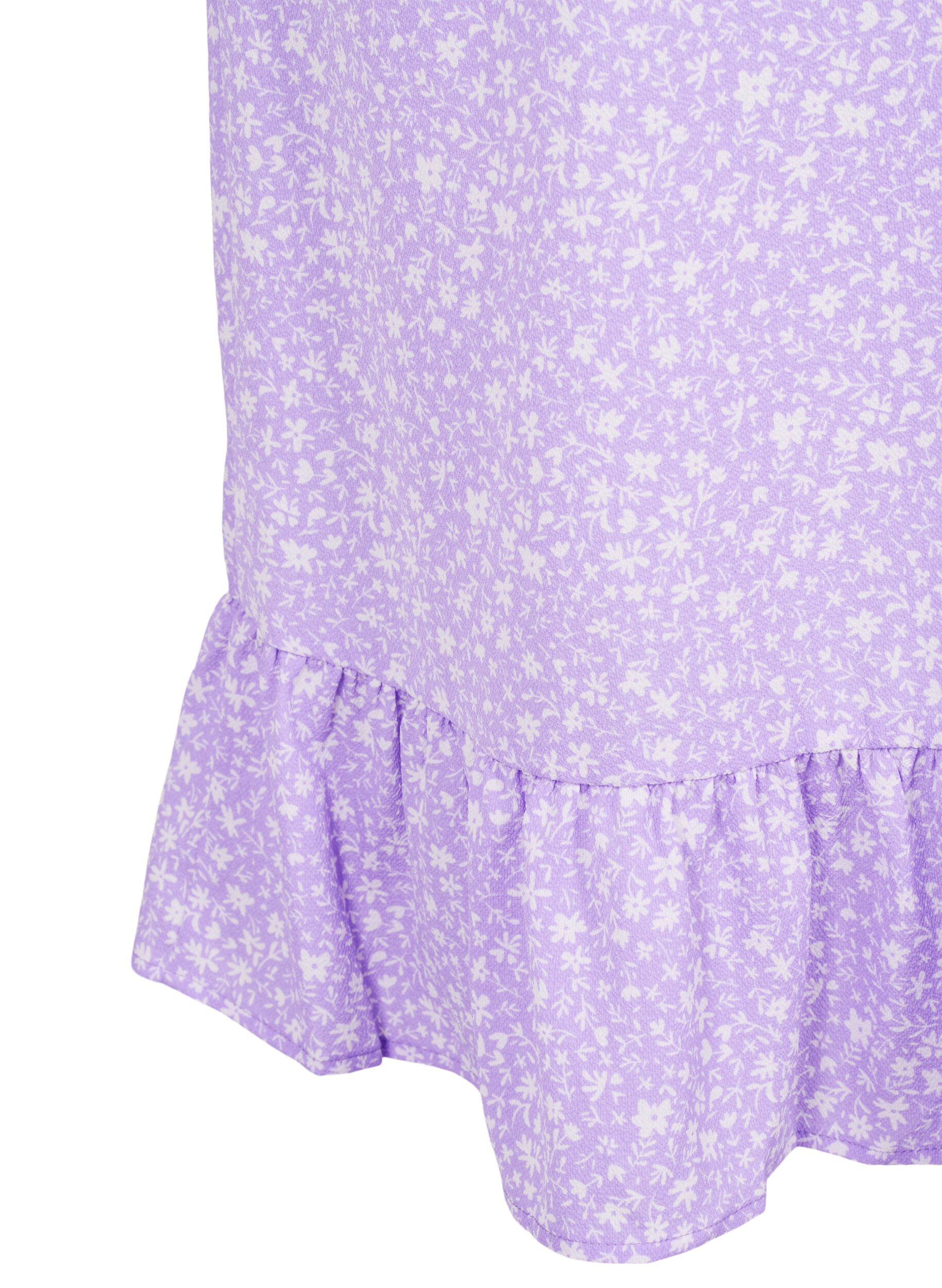 ZizziBedrucktes Wickelkleid mit kurzen &Auml;rmeln, Lila, Packshot image number 3