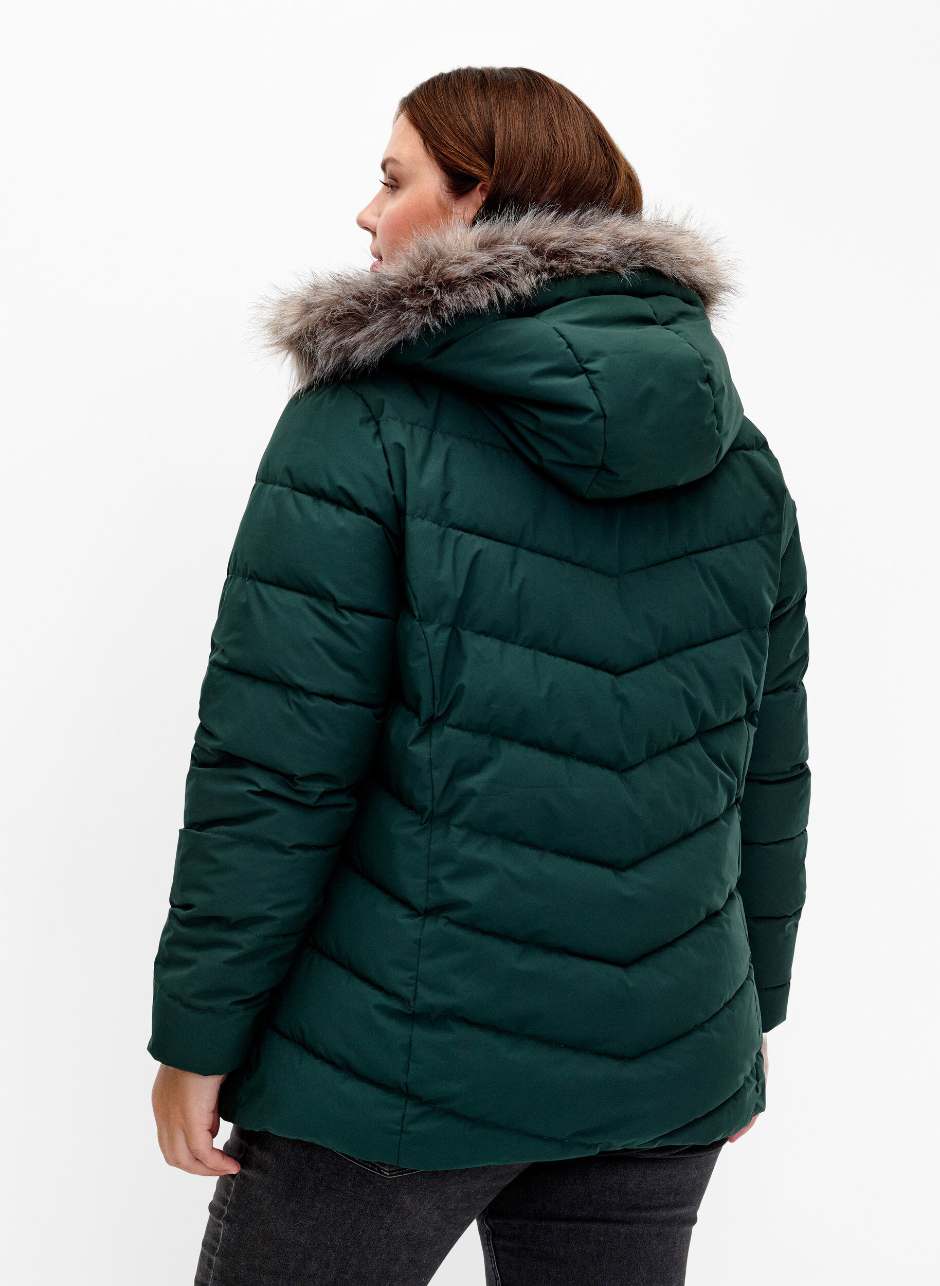 ZizziKurze Steppjacke mit Kapuze, Gr&uuml;n, Model image number 2