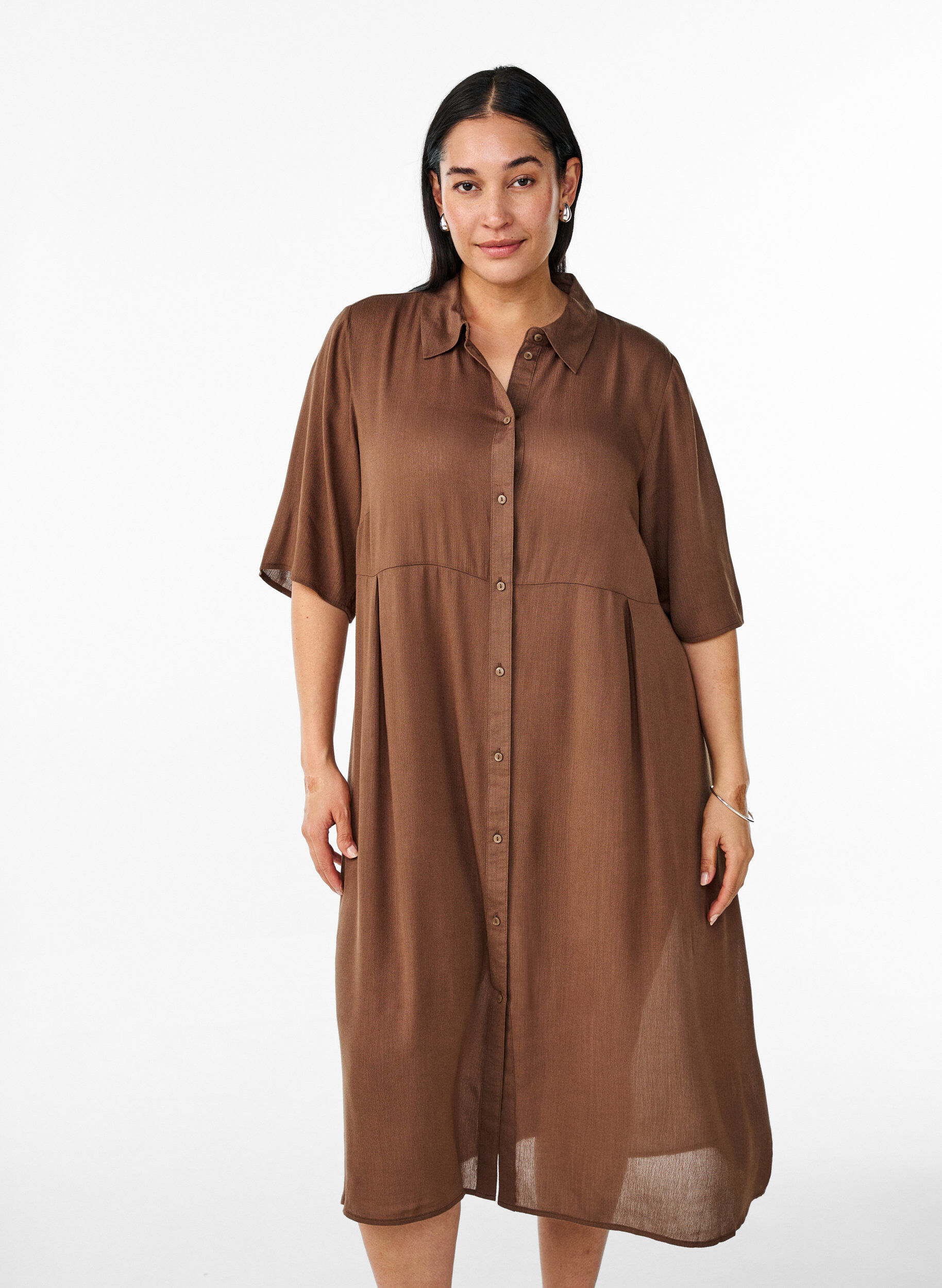 ZizziMidikleid mit kurzen &Auml;rmeln, Gr&uuml;n, Model image number 0