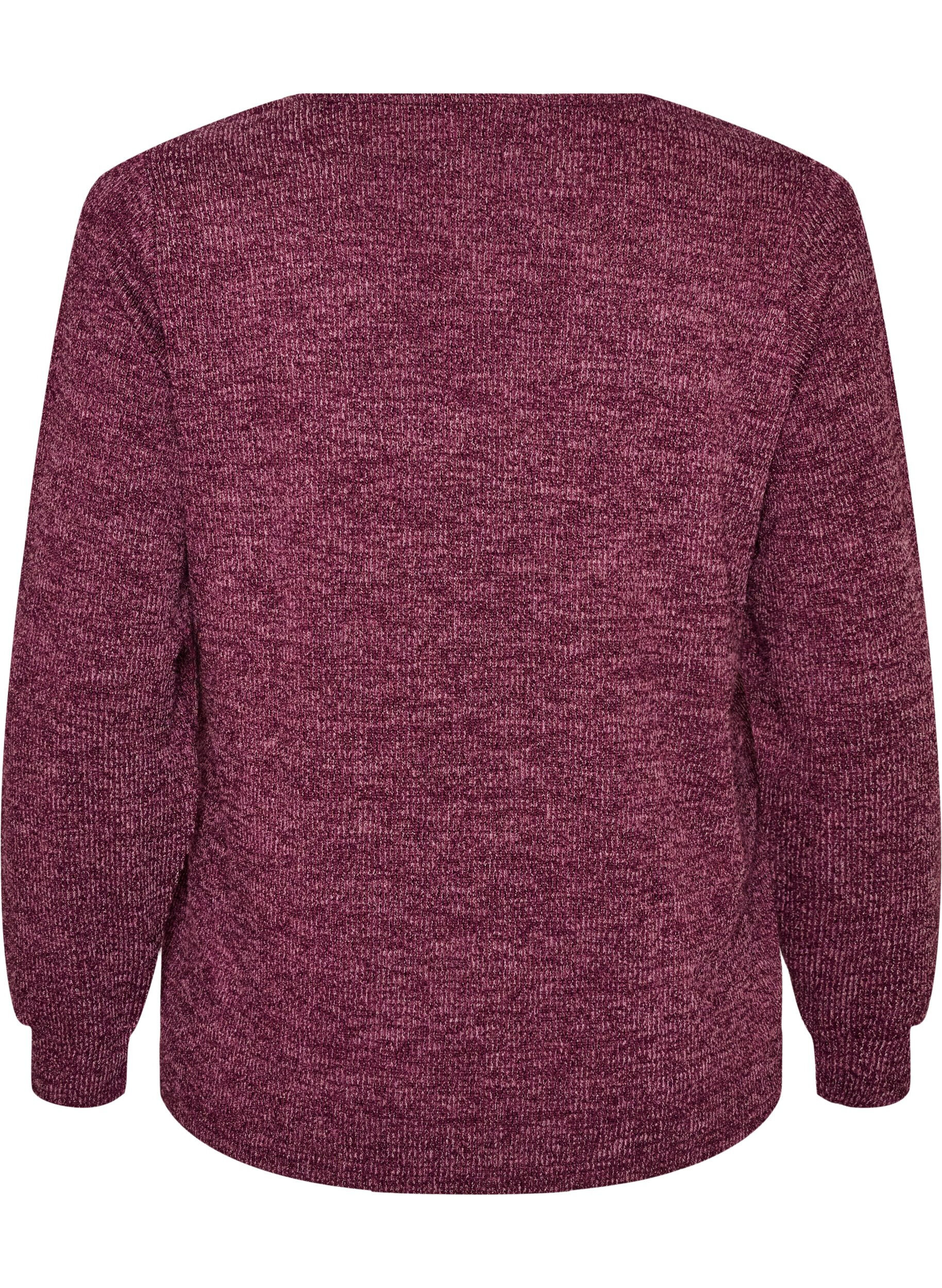 ZizziBluse aus Jersey mit V-Ausschnitt und langen &Auml;rmeln, Dunkles Bordeaux, Packshot image number 1