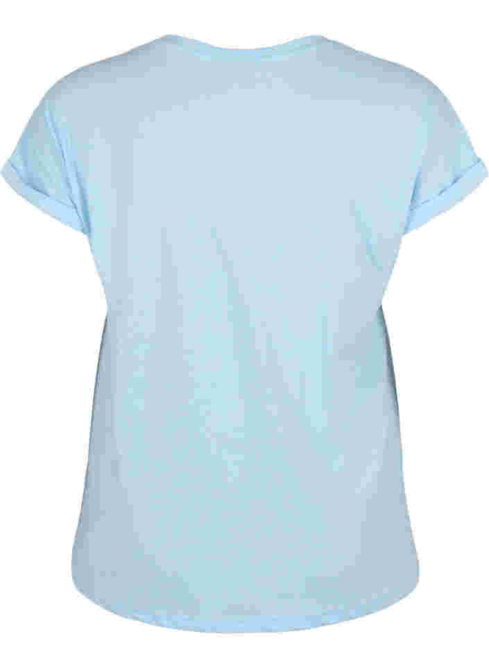 Kurzärmeliges T-Shirt aus einer Baumwollmischung, Chambray Blue , Packshot image number 1
