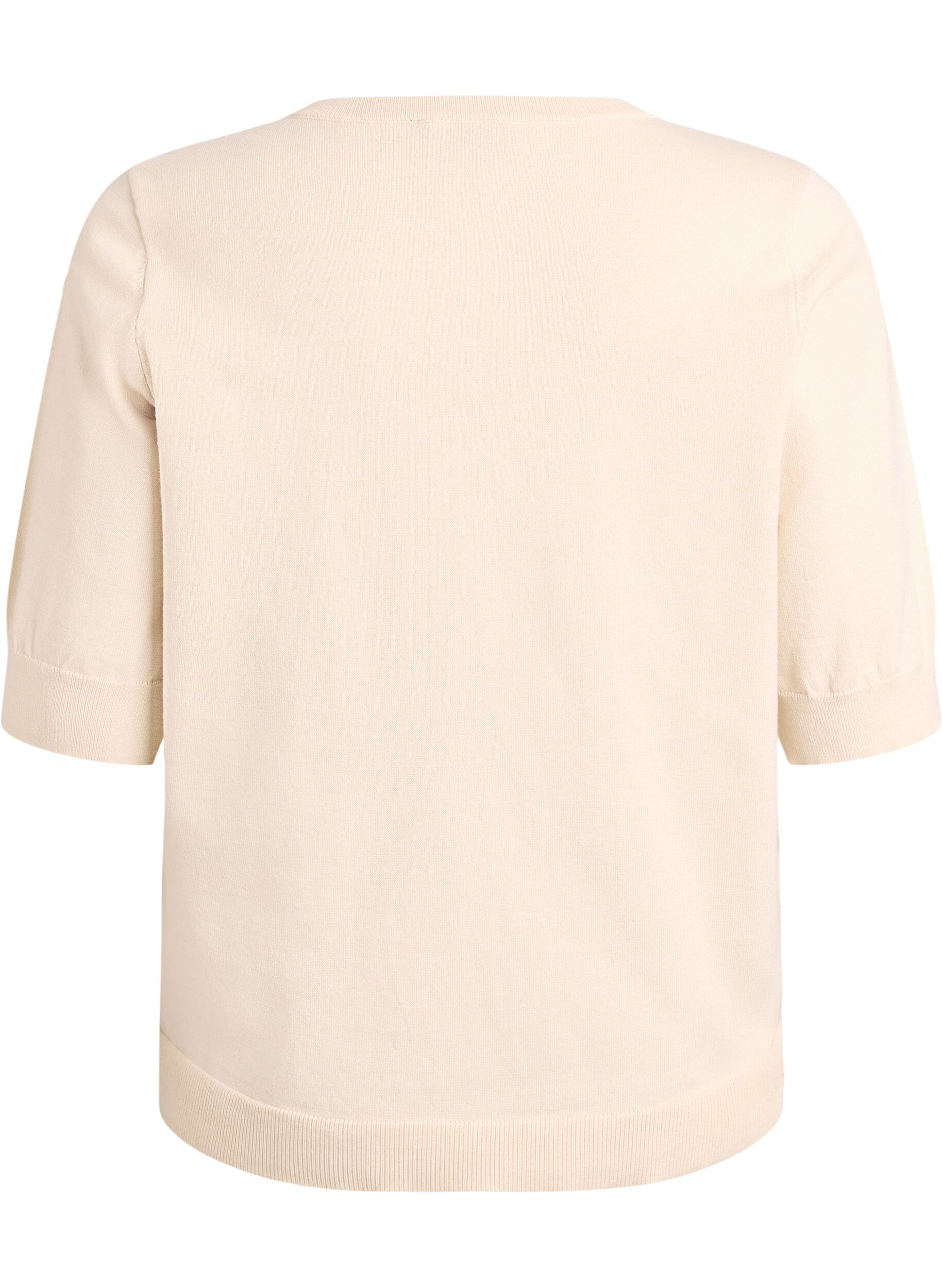 ZizziFein gestrickte Bluse mit kurzen &Auml;rmeln, Beige, Packshot image number 1