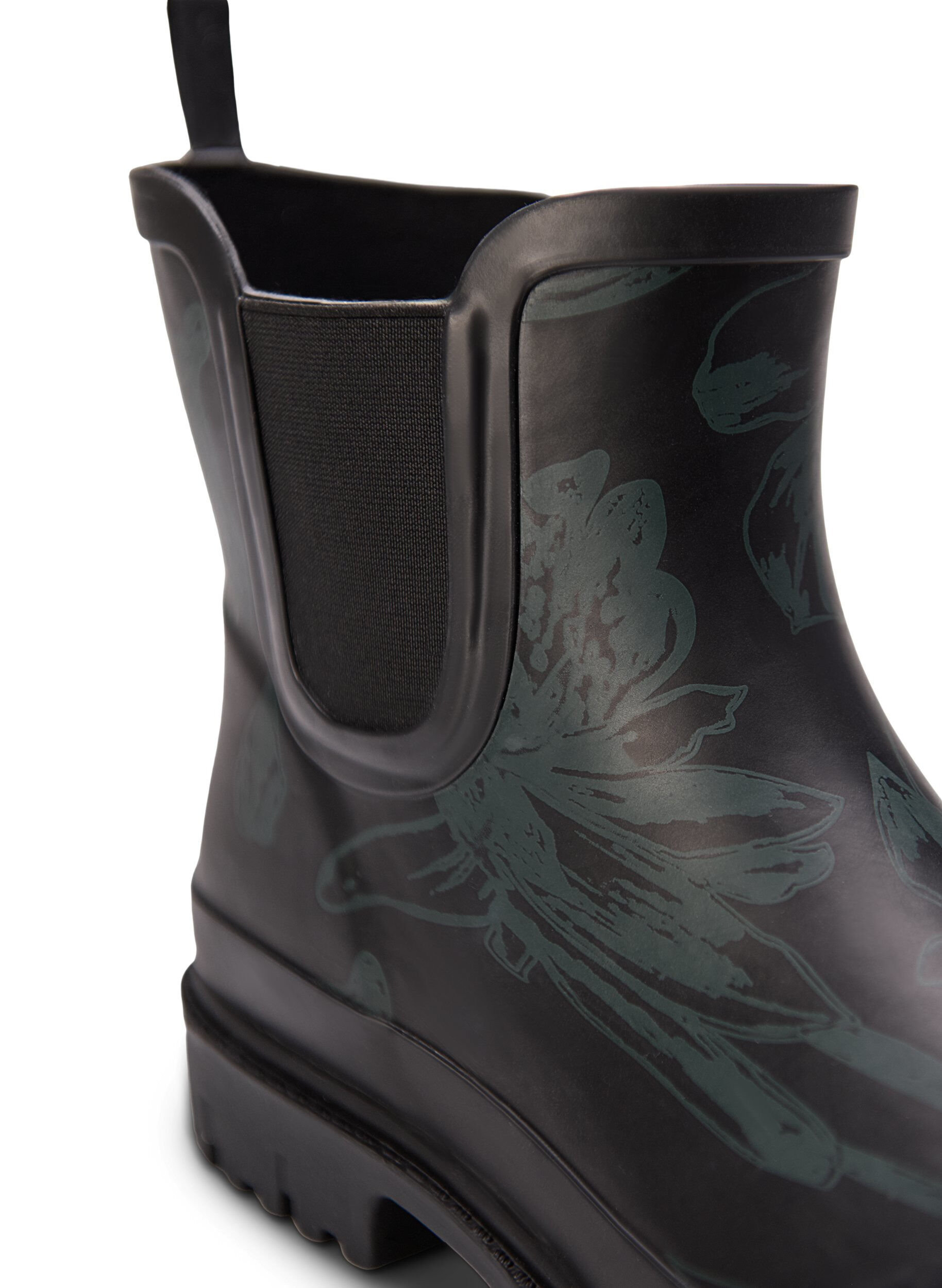 ZizziKurze breit geschnittene Gummistiefel mit Druck, B. Teal Flower AOP, Packshot image number 3