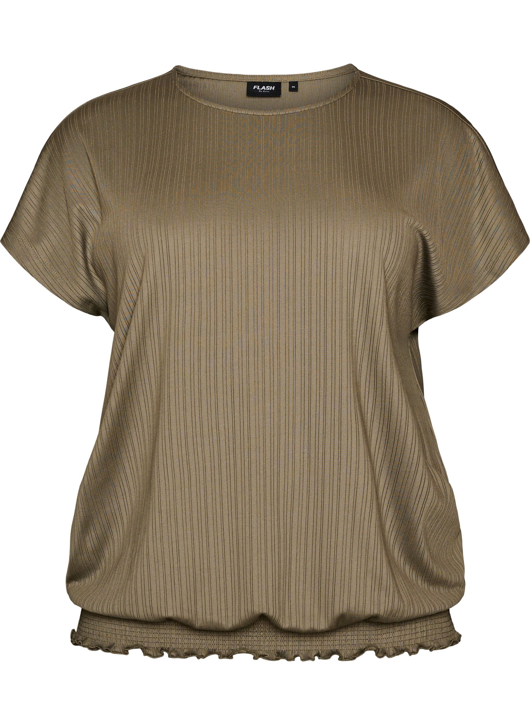 FLASH - Jersey-Bluse mit strukturierten Streifen und Smocksaum