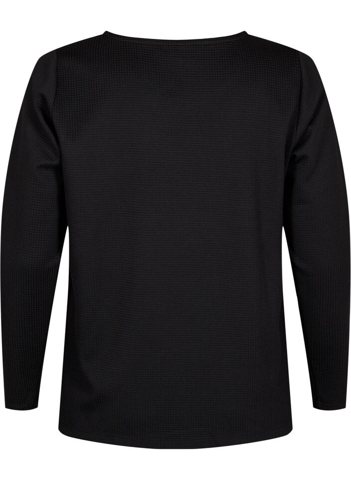 Strukturierte Bluse in A-Linie, Black, Packshot image number 1