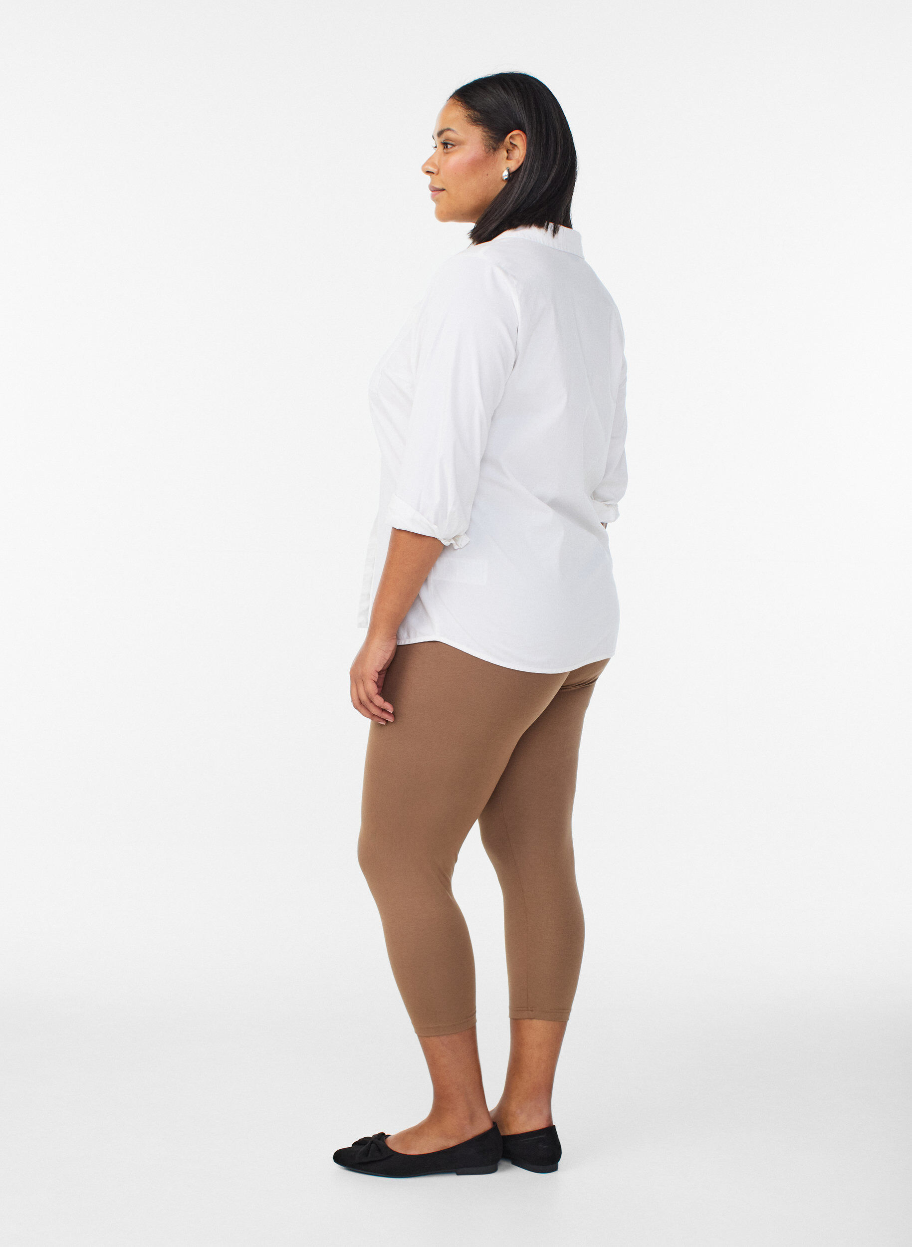 ZizziBasic 3/4-Leggings aus Viskose, Braun, Model image number 2