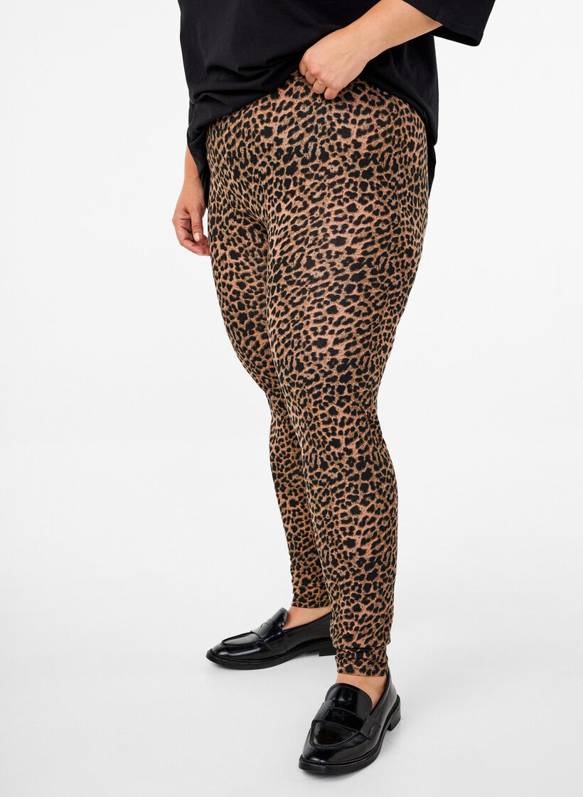 Viskose Leggings mit Leopardendruck, Schwarz, Model image number 0