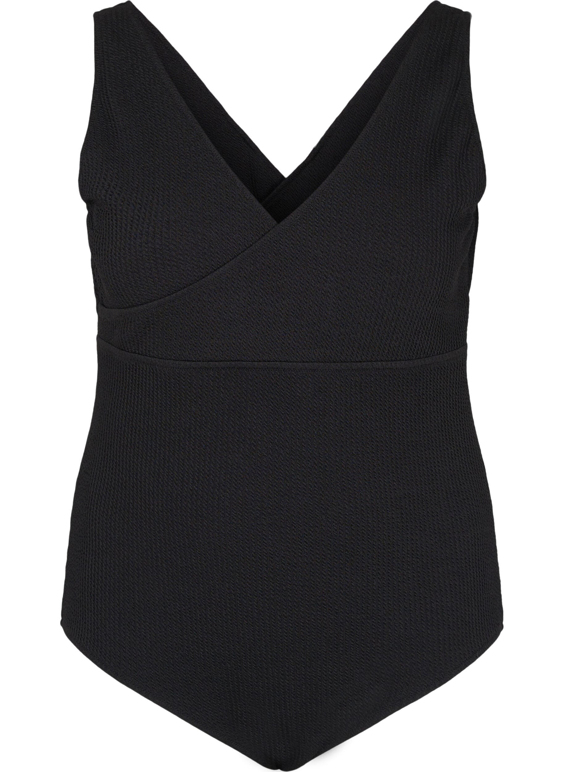 ZizziBadeanzug mit Wickeloptik, Black, Packshot image number 0
