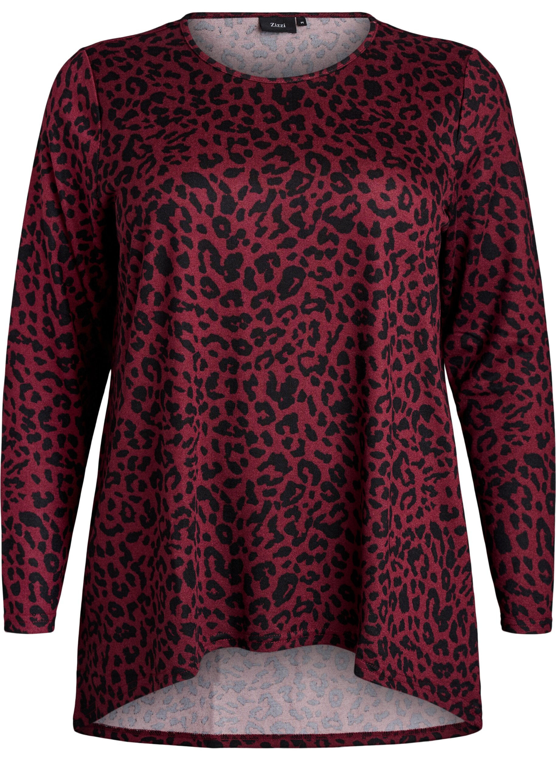 Bluse mit Leopardenmuster und langen &Auml;rmeln