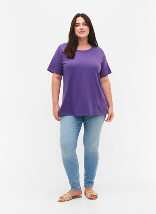 2er-Pack basic T-Shirts aus Baumwolle, Deep Lavender/Black, Model image number 2