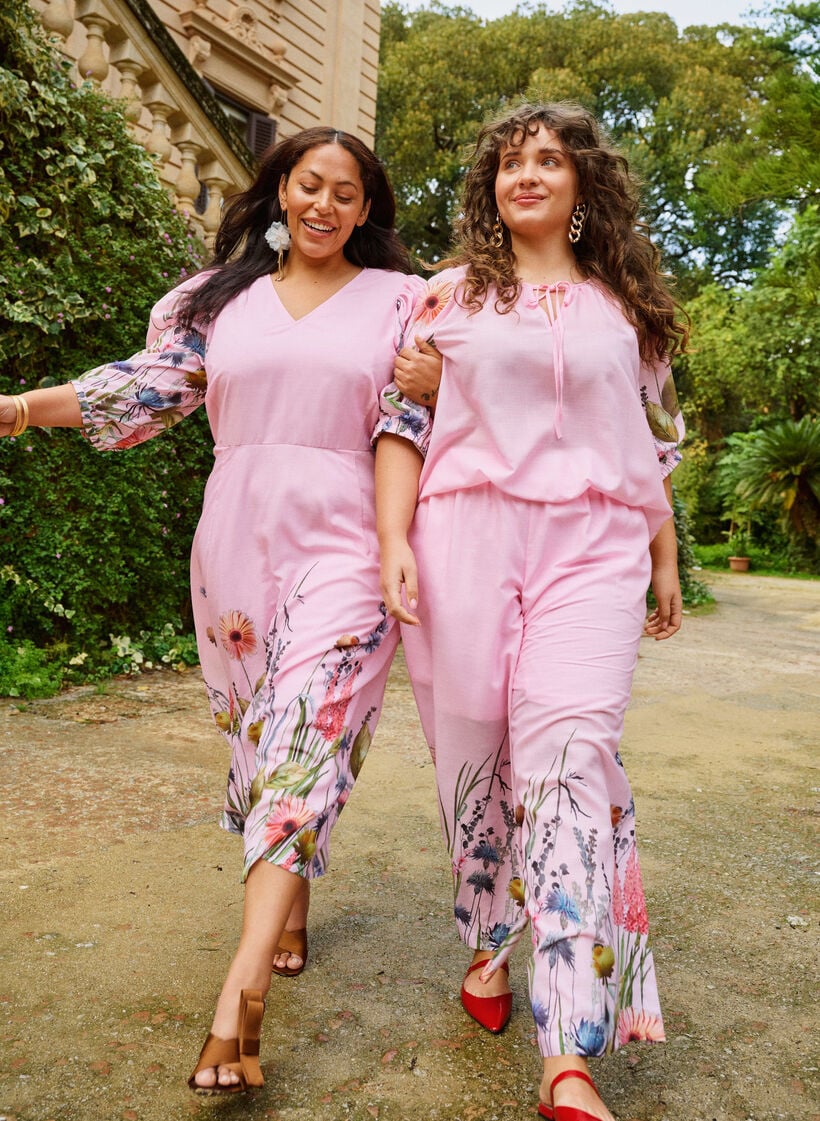 Gebl&uuml;mtes Midikleid mit Empire-Taille, Pink, Image