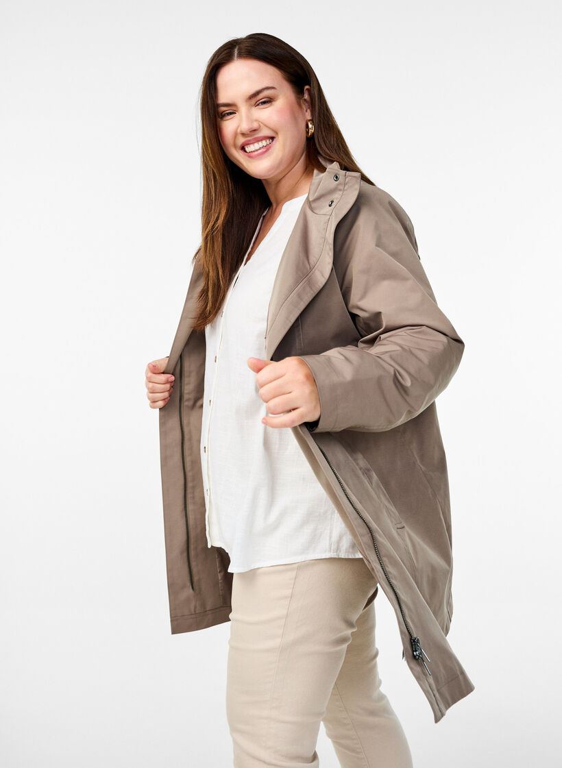 Jacke mit Taschen und hohem Kragen, Braun, Image image number 0