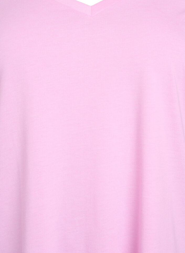 Kurz&auml;rmeliges T-Shirt mit V-Ausschnitt, Pink, Packshot image number 2