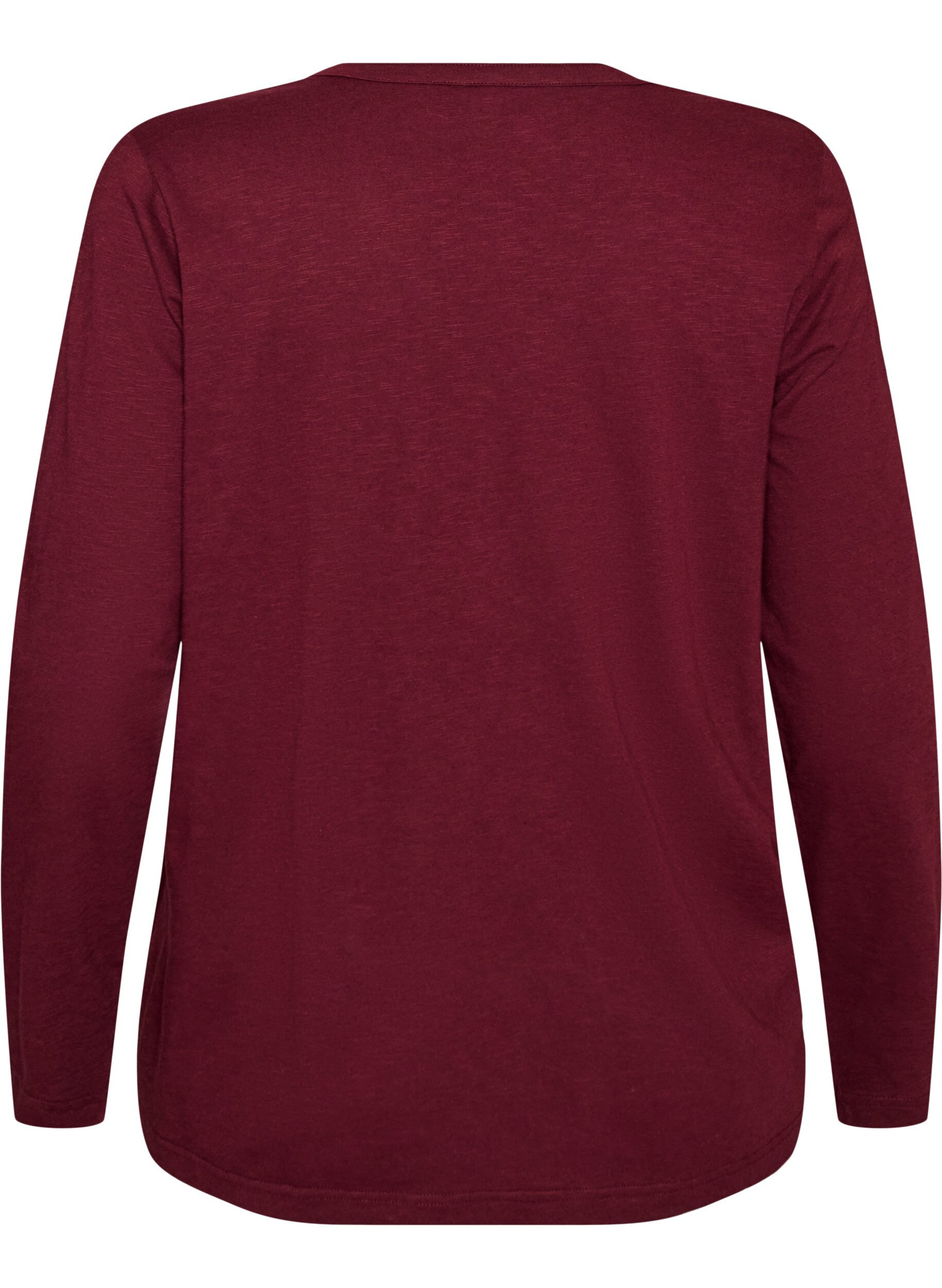 ZizziLangarmshirt mit V-Ausschnitt und Kn&ouml;pfen, Rot, Packshot image number 1