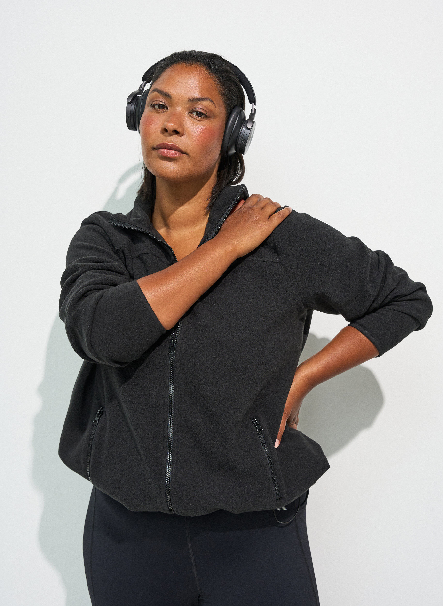 ZizziFleecejacke mit Taschen, Schwarz, Model image number 0