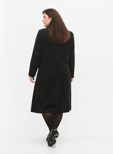 Mantel mit Knöpfen und Taschen, Black, Model image number 1