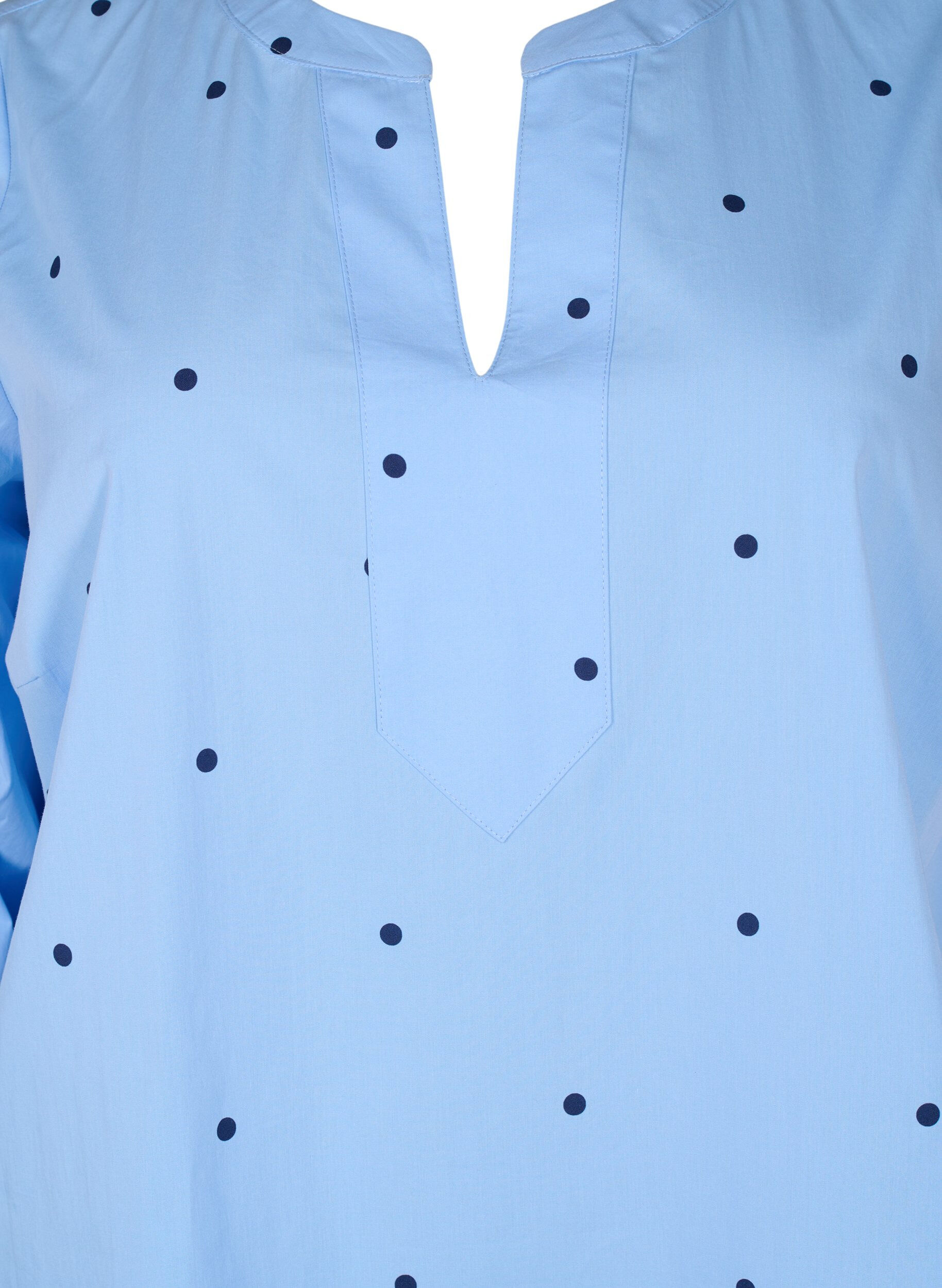 ZizziKleid mit Polka Dots und langen &Auml;rmeln, Blau, Packshot image number 2