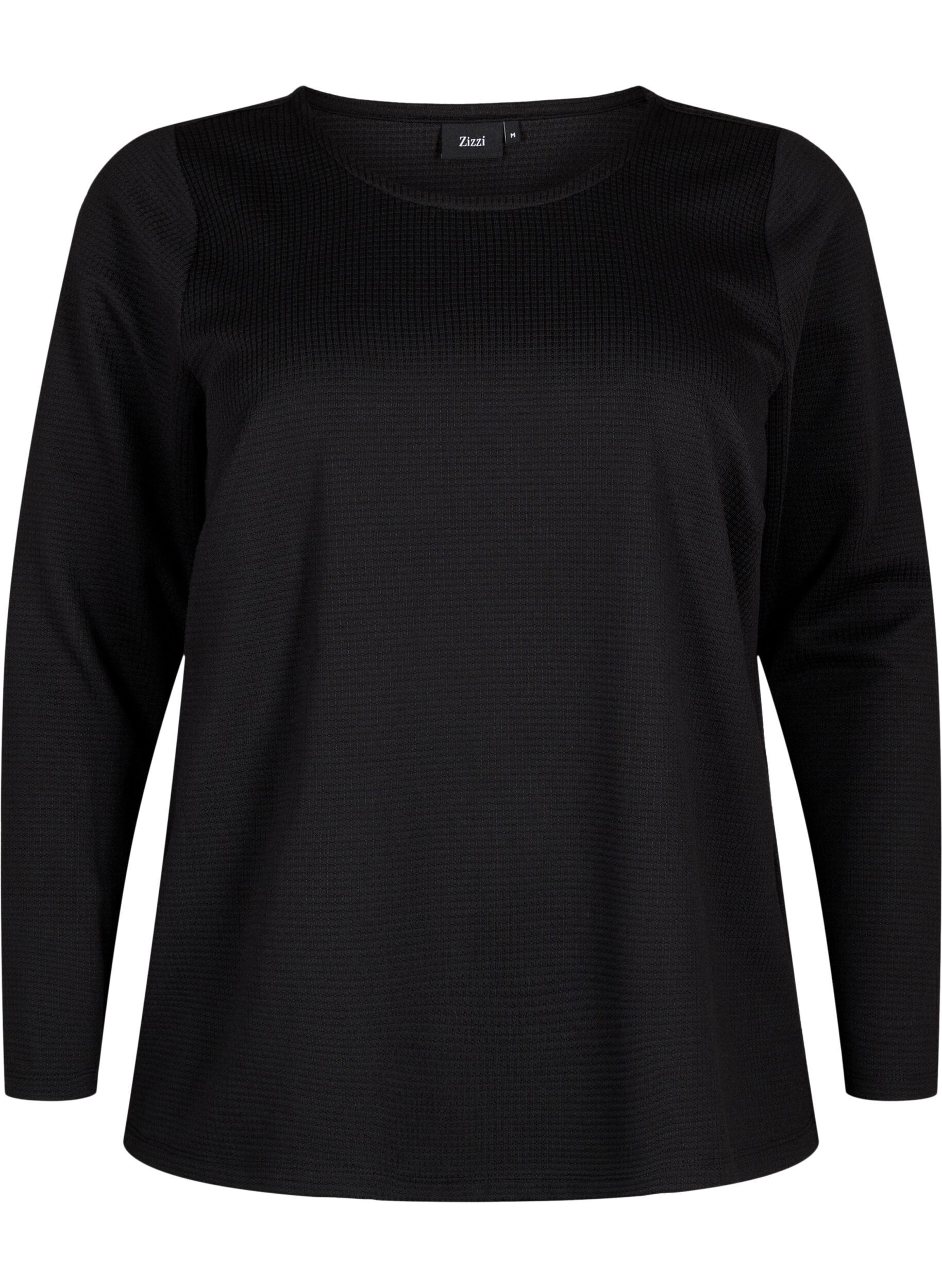 ZizziStrukturierte Bluse in A-Linie, Black, Packshot image number 0