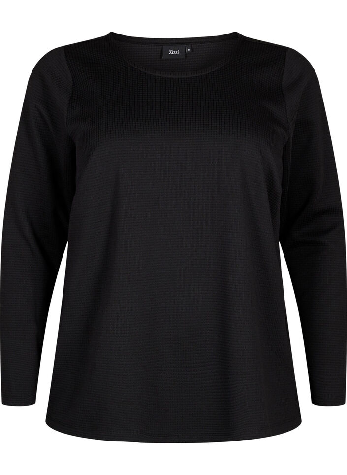 Strukturierte Bluse in A-Linie, Black, Packshot image number 0